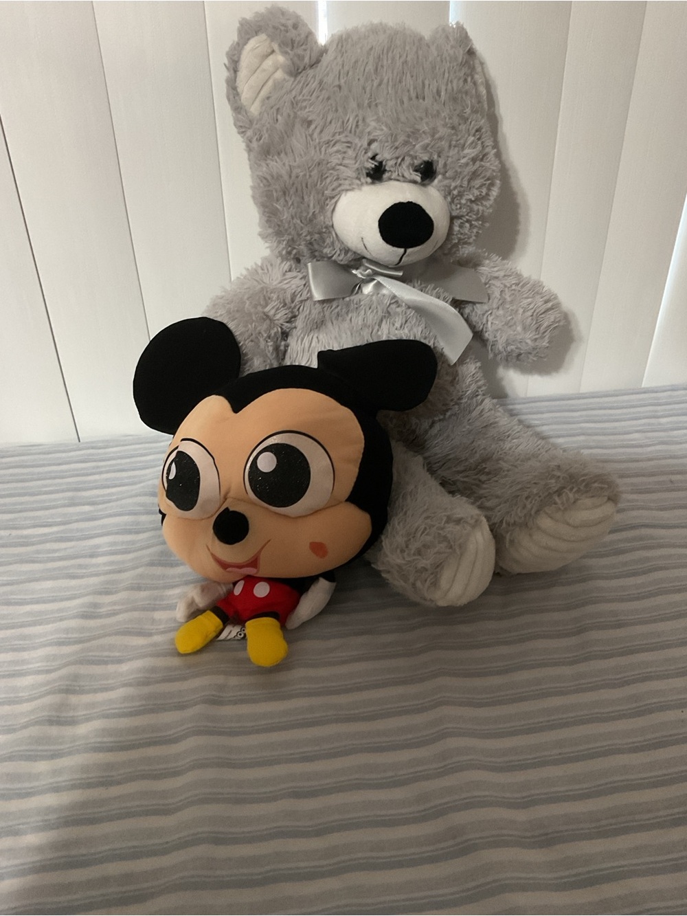 Bundle Gray Plush Teddy Bear with Bow - Soft Kids Toy